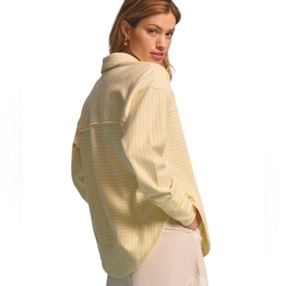 Pilcro Anthropologie Spliced Henley Top Ivory / Oxalis Tint, size M - Picture 11 of 11